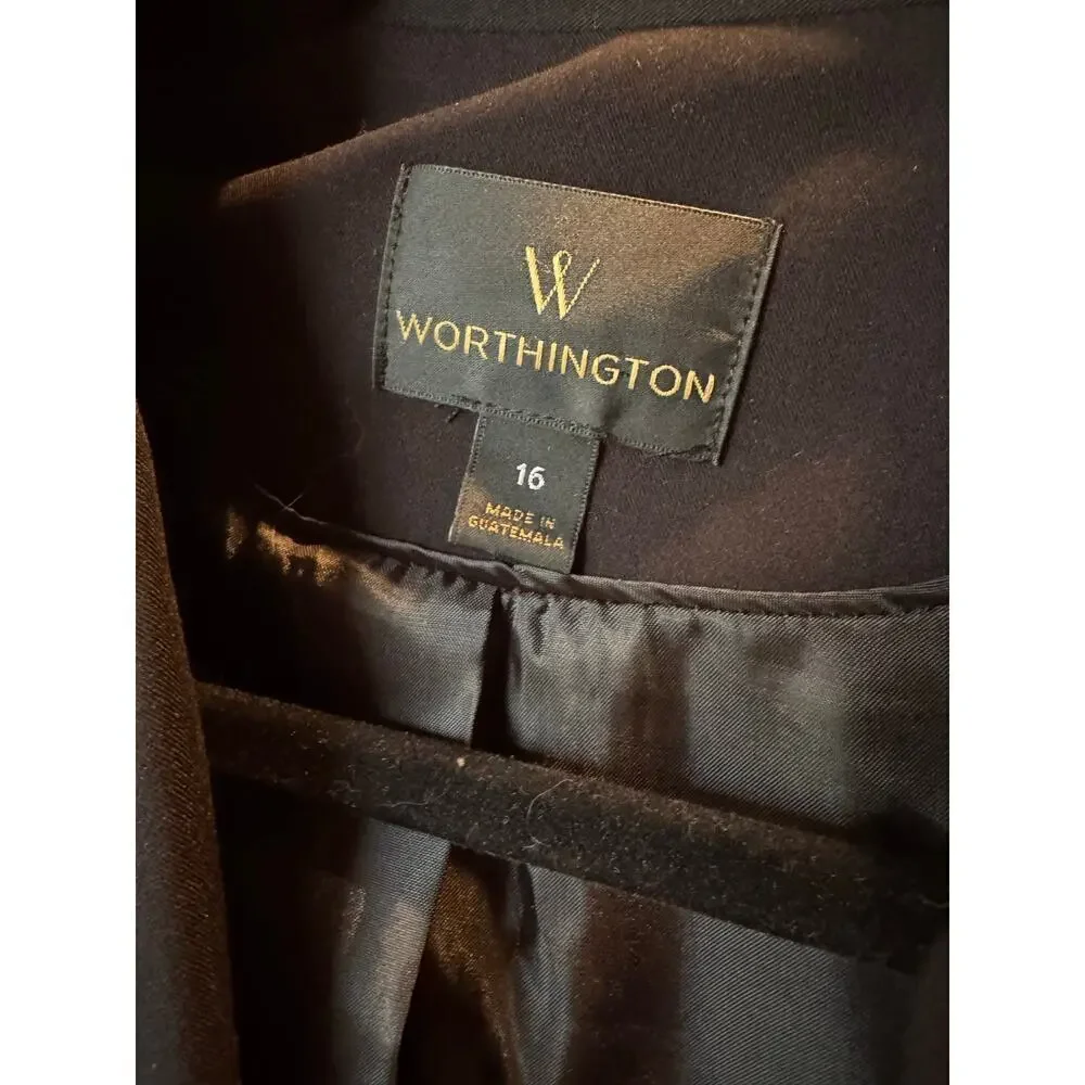 Worthington Black One-Button Blazer Women’s Size 16 Career Office Wear